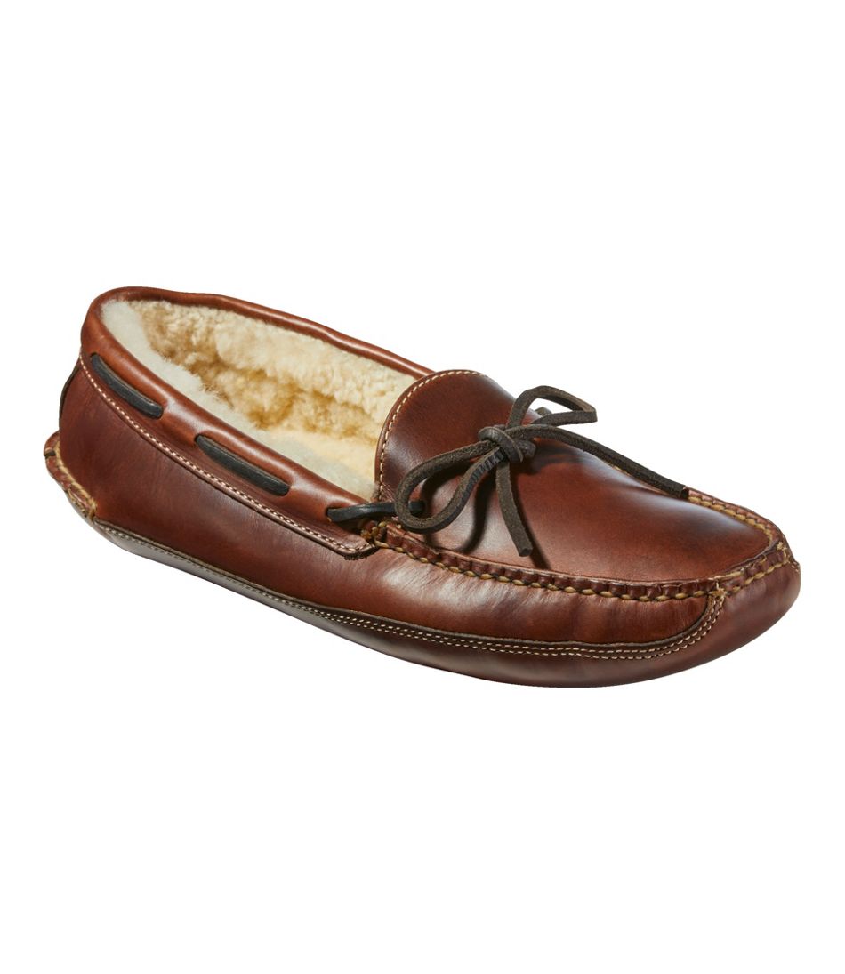L.L.Bean For Sale | Men's Leather Double-Sole Slippers, Shearling-Lined