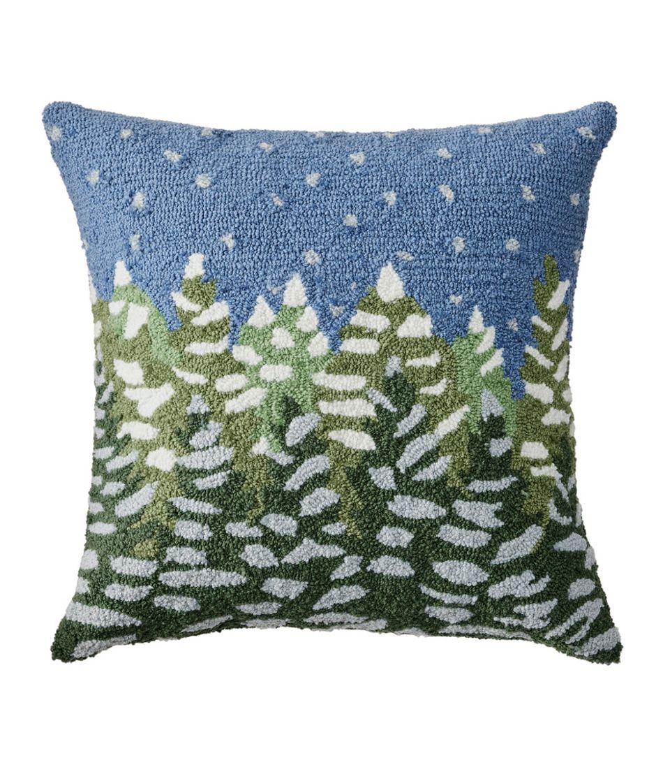 L.L.Bean Sale | Indoor/Outdoor Hooked Pillow, Frosted Trees