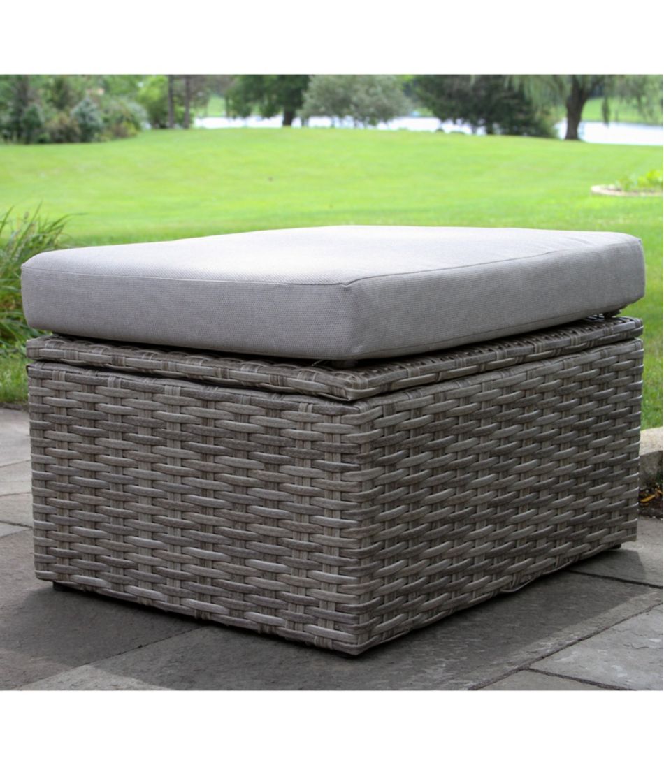 L.L.Bean For Sale | Wicker Storage Sofa and Teak Coffee Table Set