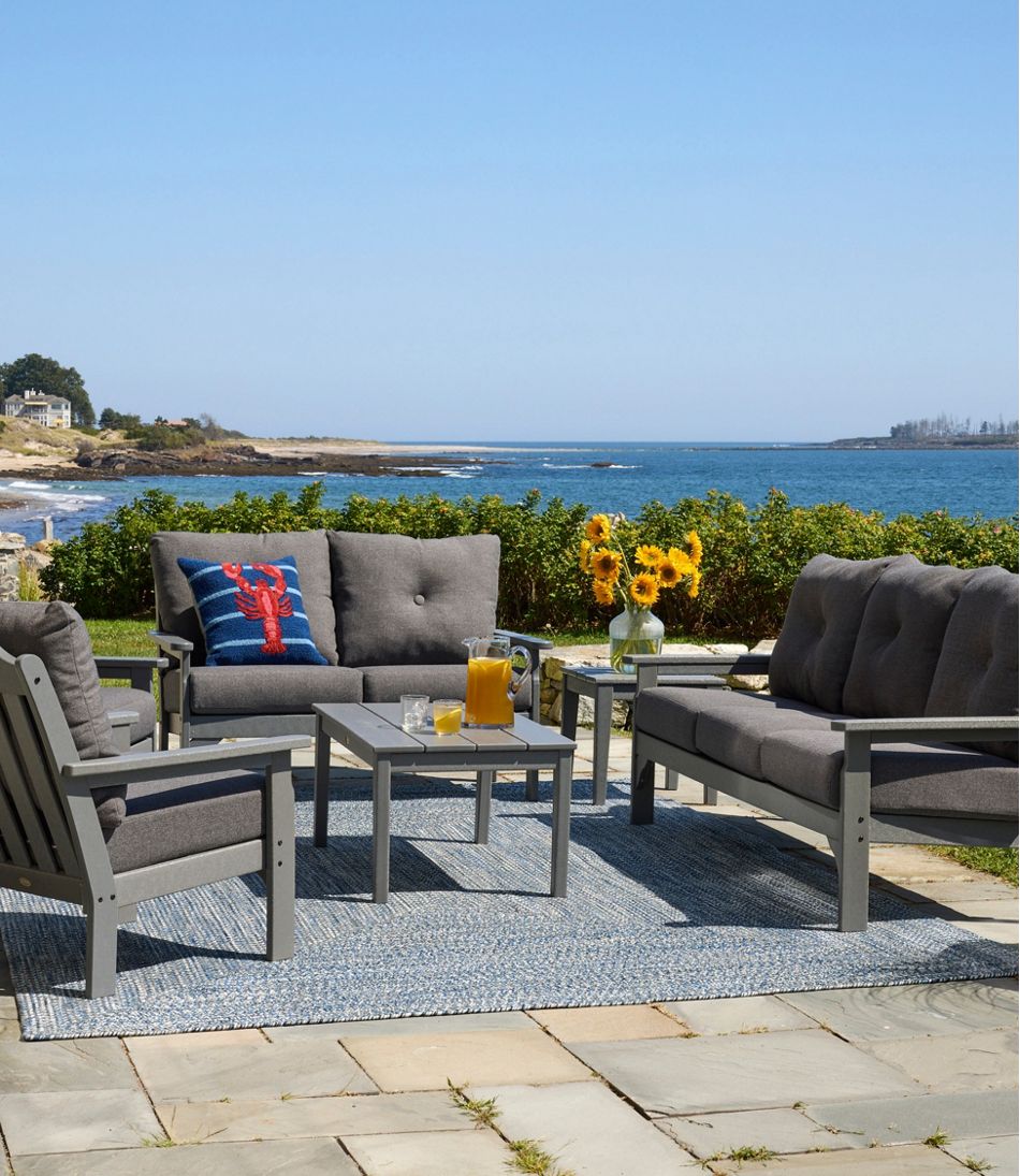 L.L.Bean | All-Weather Patio Sofa with Textured Cushion, Slate Gray