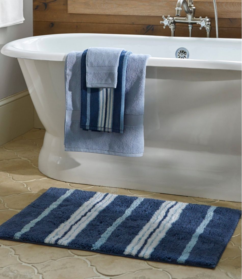 L.L.Bean New | Premium Cotton Bath Mat, Multistripe