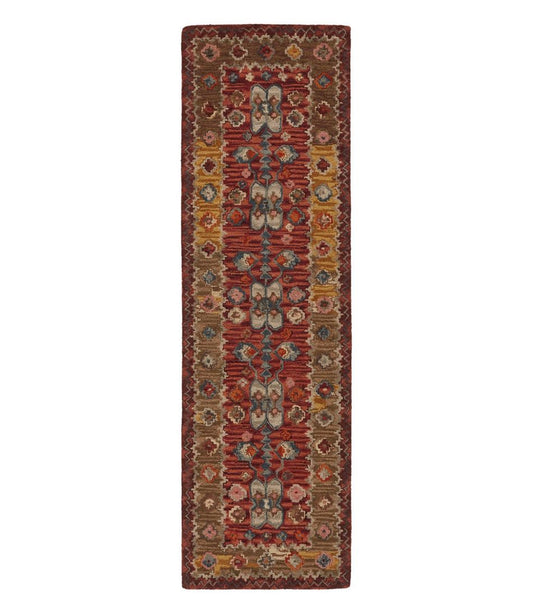L.L.Bean New | Double Border Wool Hooked Runner, Sienna Multi