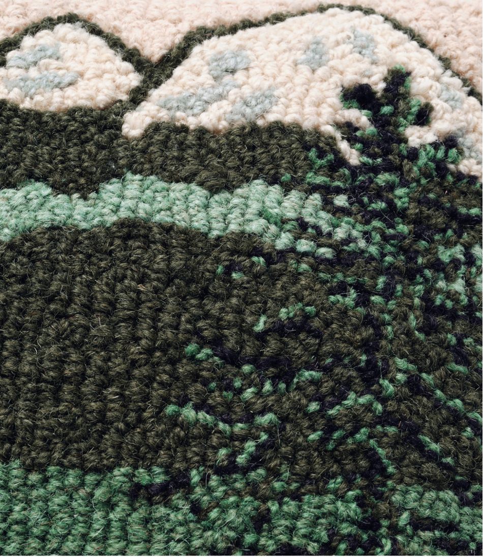 L.L.Bean New | Wool Hooked Throw Pillow, Mountains, 14" x 14"