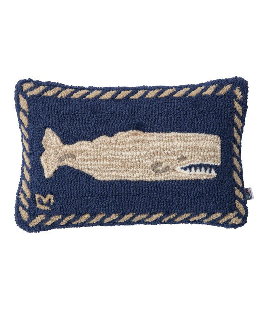 L.L.Bean US | Wool Hooked Throw Pillow, Whale, 12" x 18"